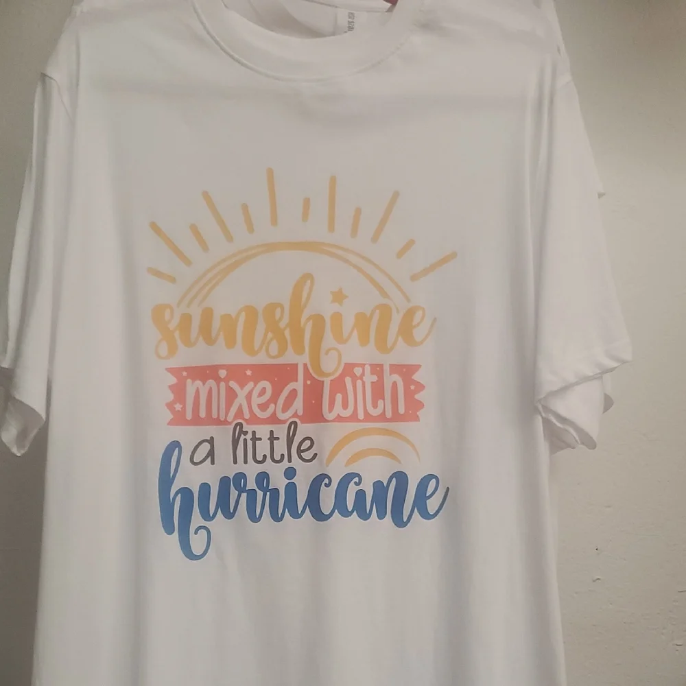 White Graphic Tee with Colorful Print - Picture 1 of 1